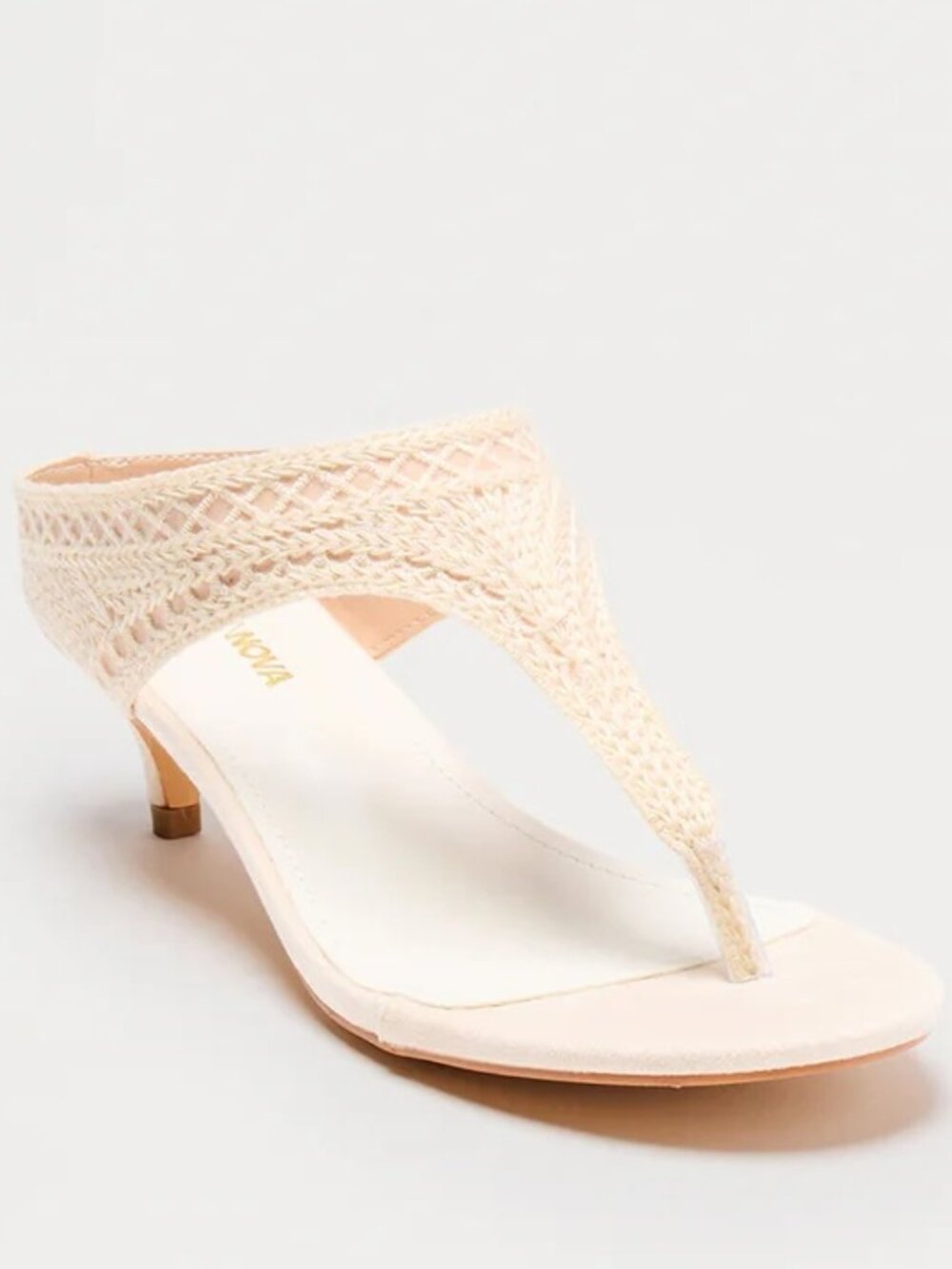 Fashion Nova Grove Crochet Thong Kitten Heels – Ivory – Size [ 10 ]